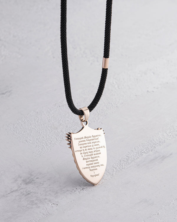 Ciondolo - scudo ST. MICHELE ARCANGELO (oro rosa 14k)