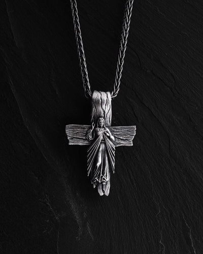 Silver cross JESUS CHRIST. FORGIVENESS
