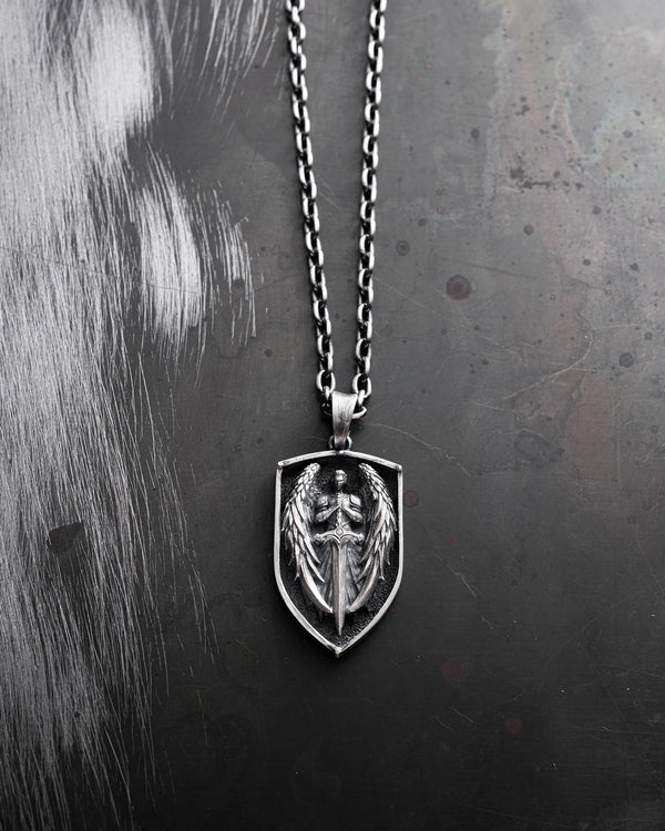 Silver pendant - shield GUARDIAN ANGEL