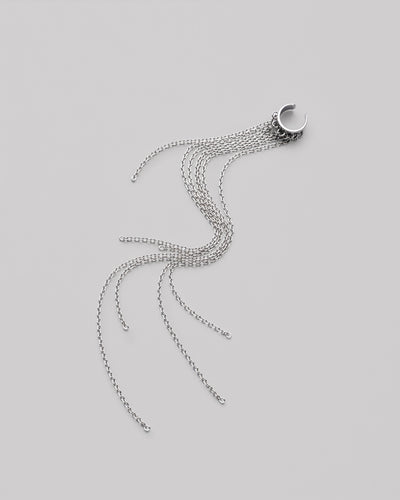 Silver single earring - cuff CASCADE