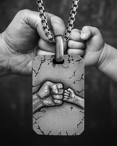 Silver pendant FATHER AND SON