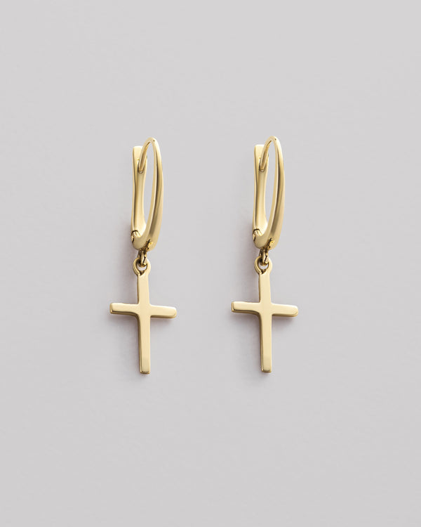 Earrings CROSS (14k yellow gold)