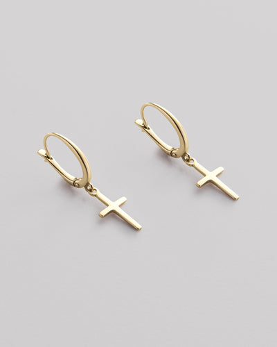 Earrings CROSS (14k yellow gold)
