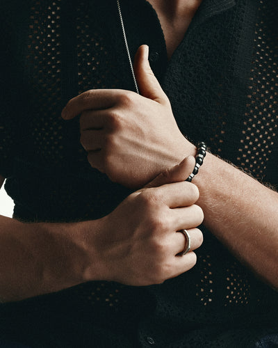 Men's bracelet RESPONDEO (silver, lava) M