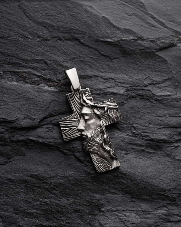 14k white gold cross THE FACE OF FAITH