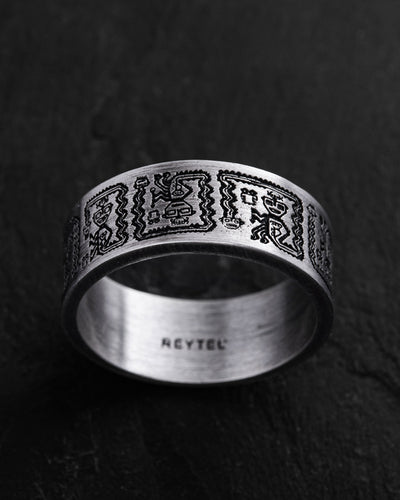 Anello in argento GEROGLIFI AZTECI E MAYA