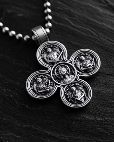 Silberkreuz JESUS ​​UND DIE VIER ERZENGEL