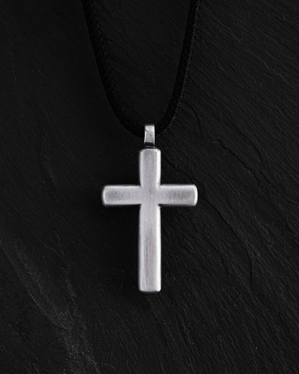 Croix d'argent LUMEN FIDEI. PIERRES NOIRES