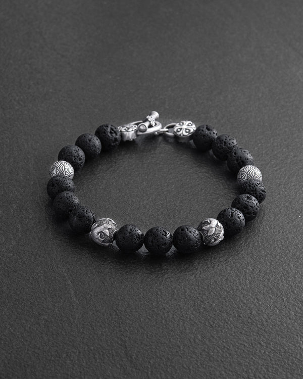 Herrenarmband JAPANISCHER KOI-KARPF UND WELLEN (Lava)