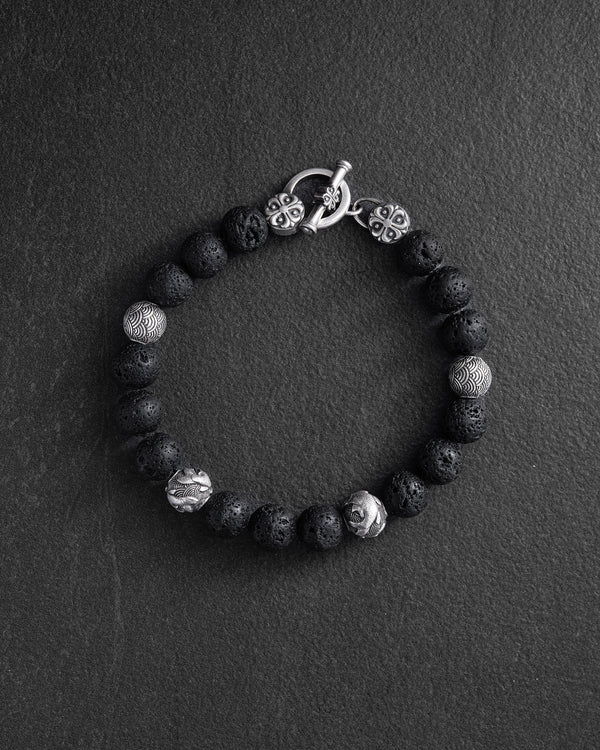 Herrenarmband JAPANISCHER KOI-KARPF UND WELLEN (Lava)