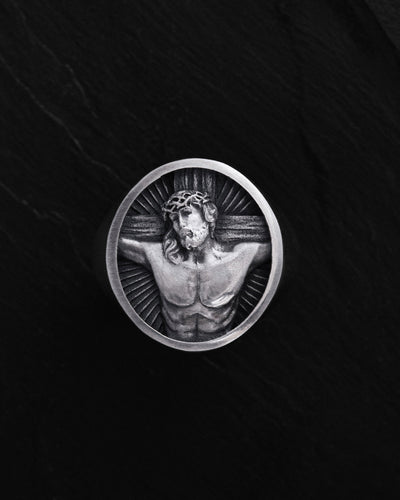 Anello in argento GESÙ CRISTO. SACRIFICIO