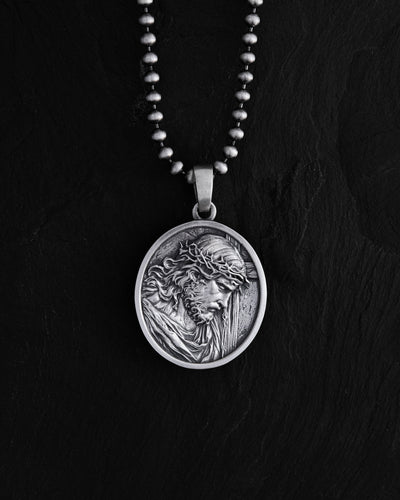 Silver pendant JESUS CHRIST WITH CROWN OF THORNS