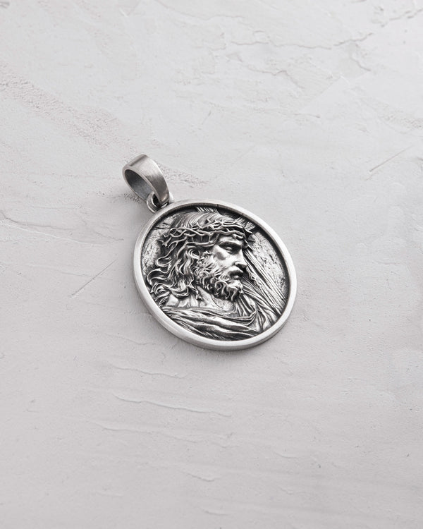 Silver pendant JESUS CHRIST WITH CROWN OF THORNS
