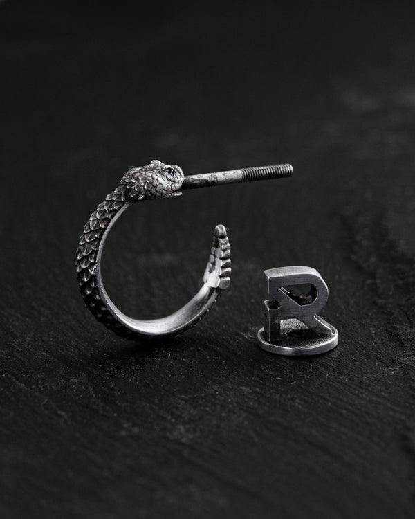 Silver single earring RATTLESNAKE