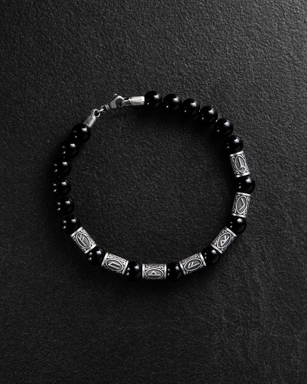 Bracciale da uomo RUNES (argento, milanese, onice)