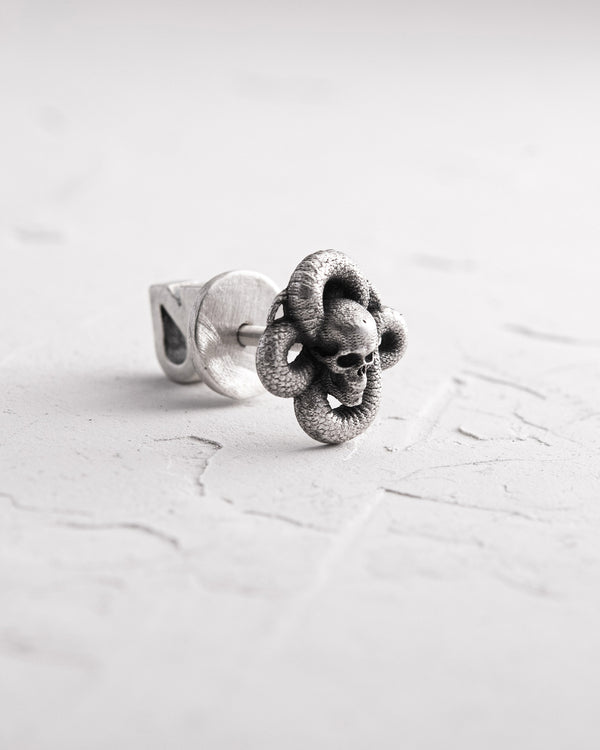 Silver single earring MORTE SERPENS