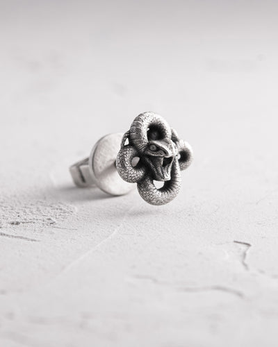 Silver single earring SERPENS