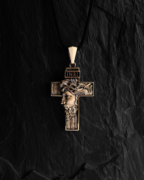 Křížová tvář Ježíše Krista. INRI (14k žluté zlato)