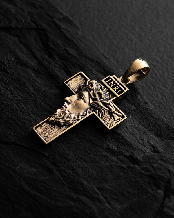Křížová tvář Ježíše Krista. INRI (14k žluté zlato)