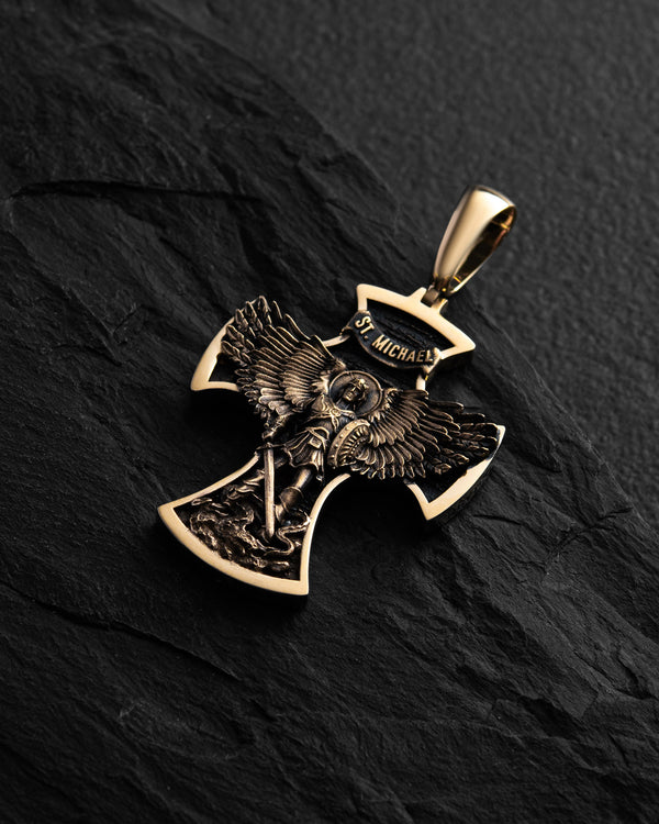 Kreuz ST. ERZENGEL MICHAEL (14 Karat Gelbgold)