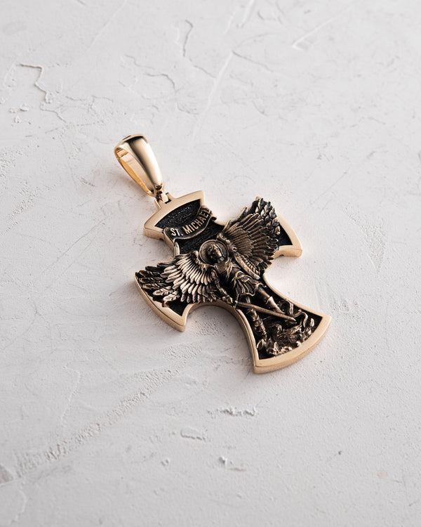 Kreuz ST. ERZENGEL MICHAEL (14 Karat Gelbgold)