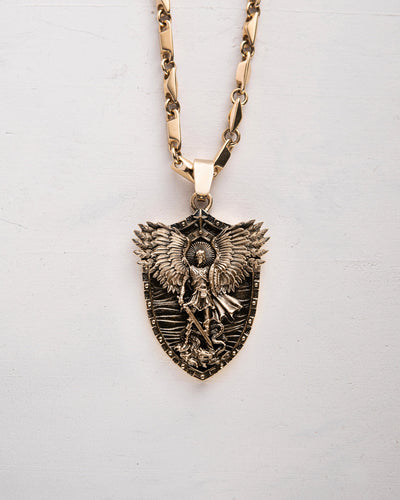 Pendant - shield ST. MICHAEL ARCHANGEL (14k yellow gold)