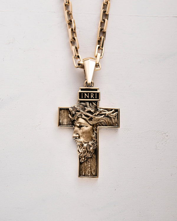 Křížová tvář Ježíše Krista. INRI (14k žluté zlato)