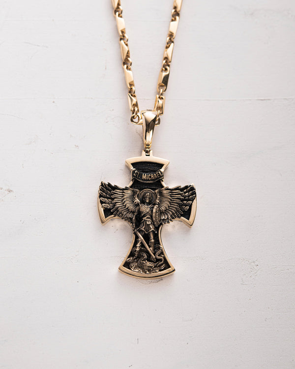 Kreuz ST. ERZENGEL MICHAEL (14 Karat Gelbgold)