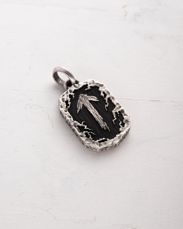 Stříbrný přívěsek RUNE TALISMAN – TIWAZ s ebenem