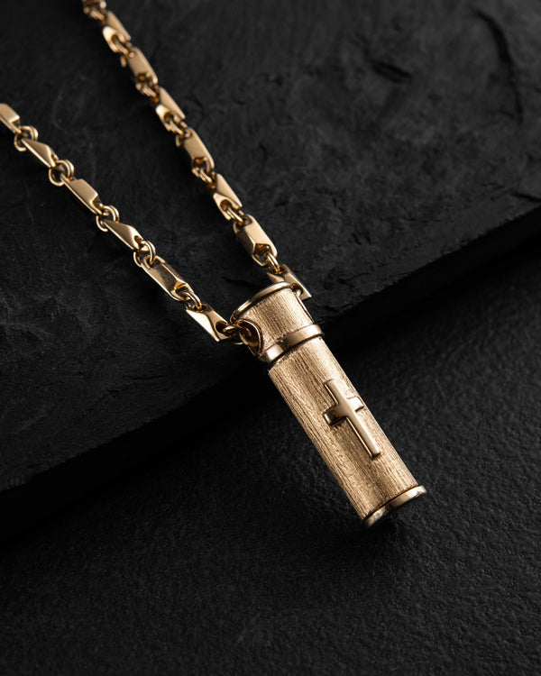 Ciondolo RELIQUARIO CON LA CROCE (oro giallo 14k)