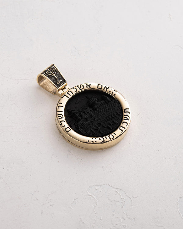 Anhänger DAVIDSTERN mit Ebenholz (14k Gelbgold)