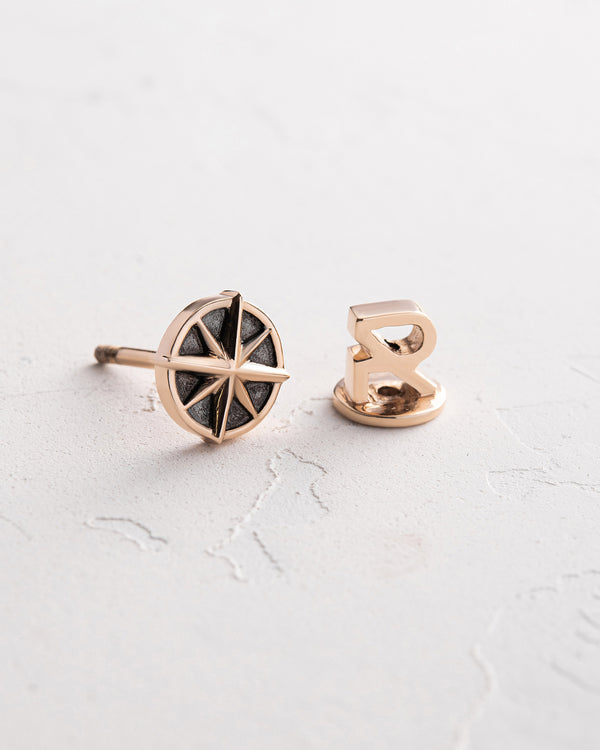 14k yellow gold single earring COMPASS