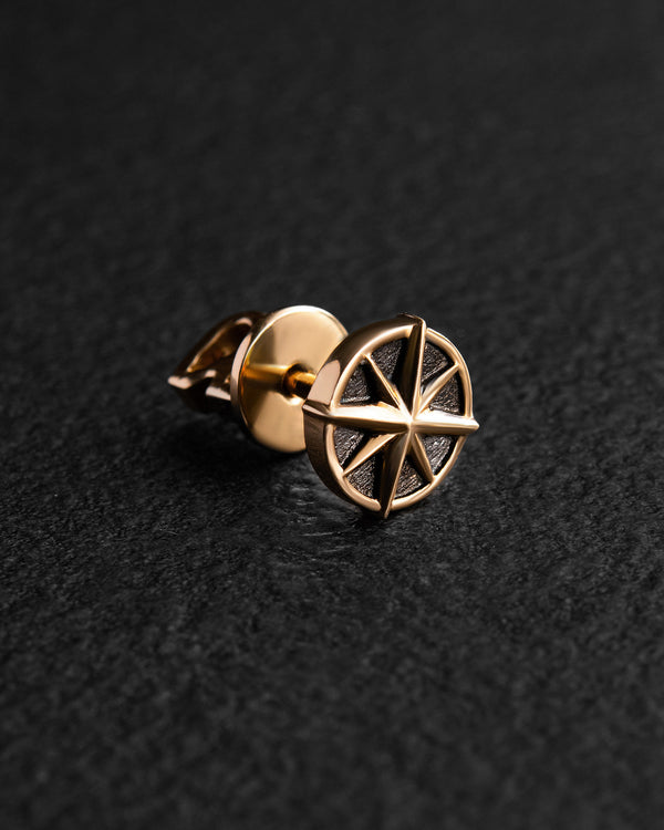 14k yellow gold single earring COMPASS