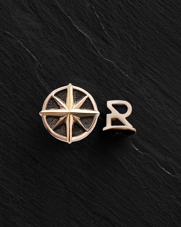 14k yellow gold single earring COMPASS