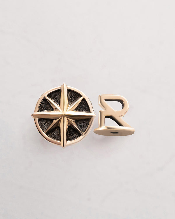 14k yellow gold single earring COMPASS