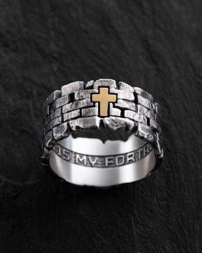 Anello in argento DIO È LA MIA FORTEZZA