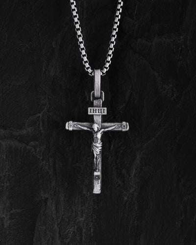 Silver cross CRUCIFIXION of JESUS. ІНЦІ
