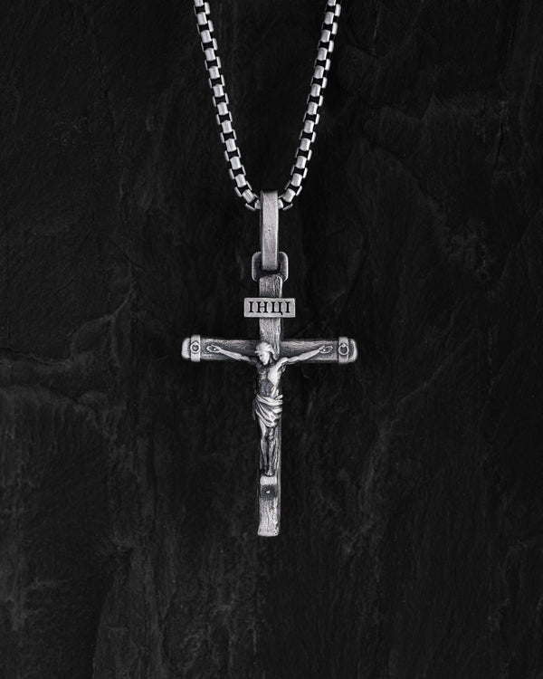 Silver cross CRUCIFIXION of JESUS. ІНЦІ