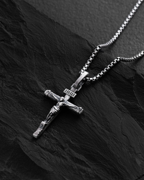 Silver cross CRUCIFIXION of JESUS. ІНЦІ
