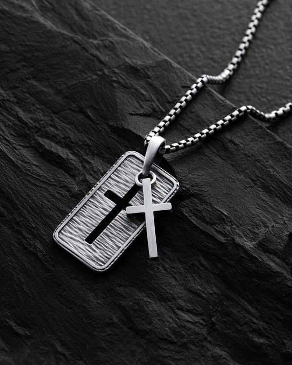 Silver pendant OUR FATHER with a cross