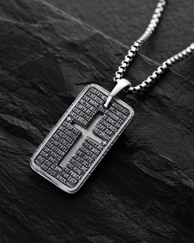 Silver pendant OUR FATHER with a cross