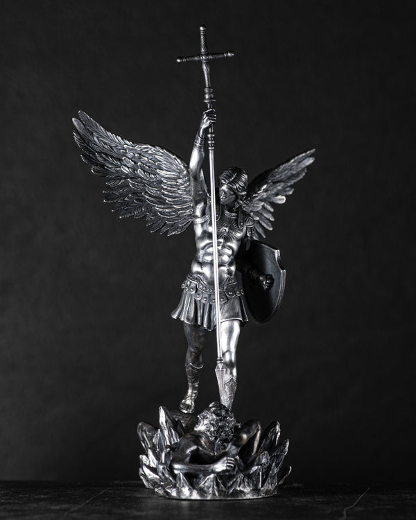 Handcrafted silver sculpture ST. MICHAEL ARCHANGEL