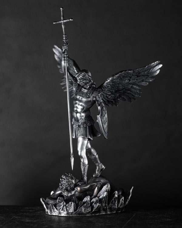 Handcrafted silver sculpture ST. MICHAEL ARCHANGEL