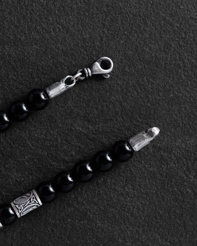 Pánsky náramok RUNES (strieborný, milánsky, ónyx)