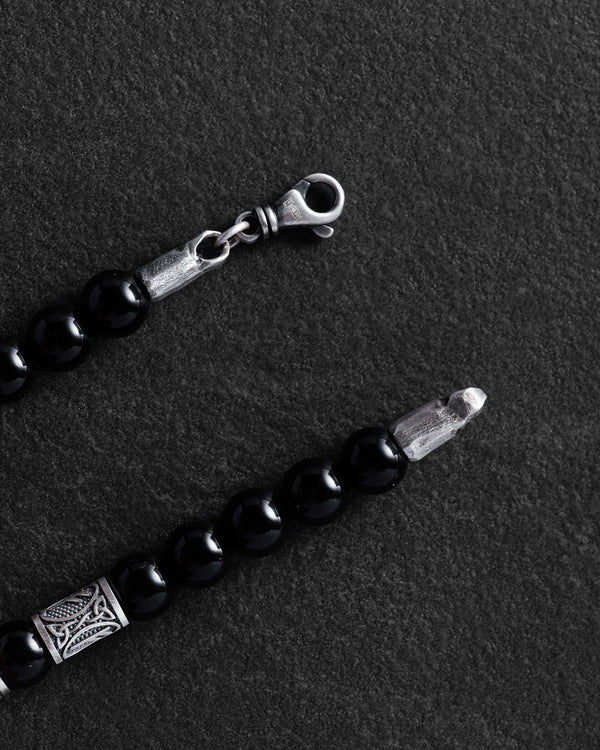 Pánsky náramok RUNES (strieborný, milánsky, ónyx)