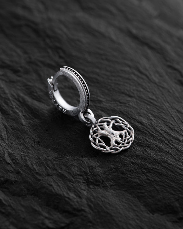 Silberner Einzelohrring YGGDRASIL BAUM DES LEBENS