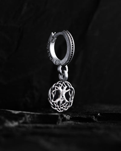 Orecchino singolo in argento YGGDRASIL ALBERO DELLA VITA