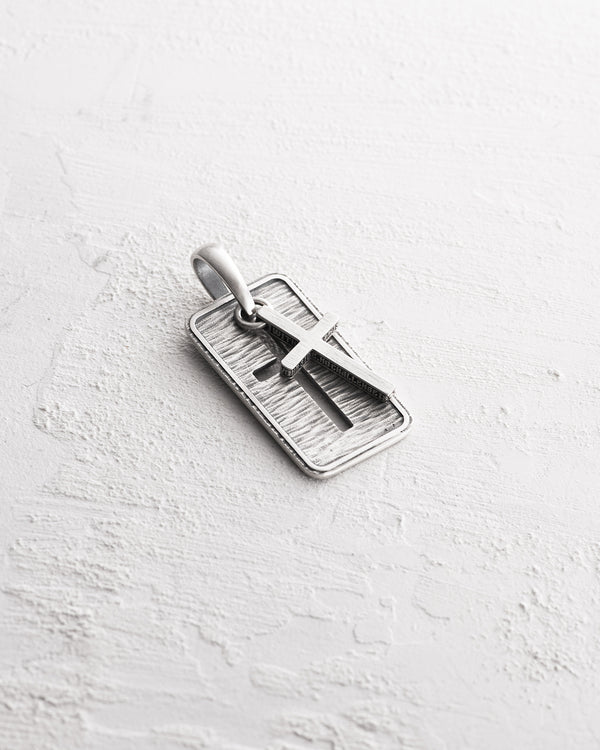 Silver pendant OUR FATHER with a cross