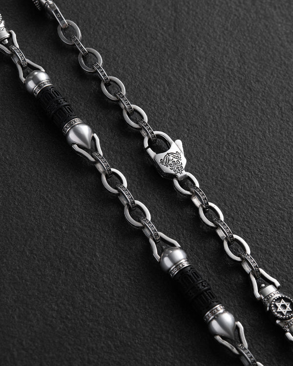 Chaîne en argent ÉTOILE DE DAVID avec ébène