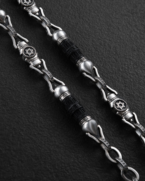 Chaîne en argent ÉTOILE DE DAVID avec ébène